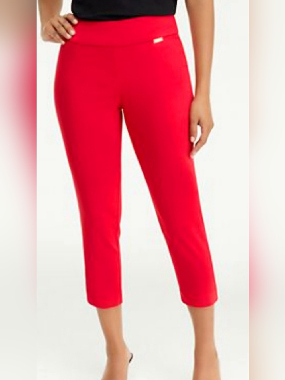 Peck & Peck Red Pull-On Cropped Pants